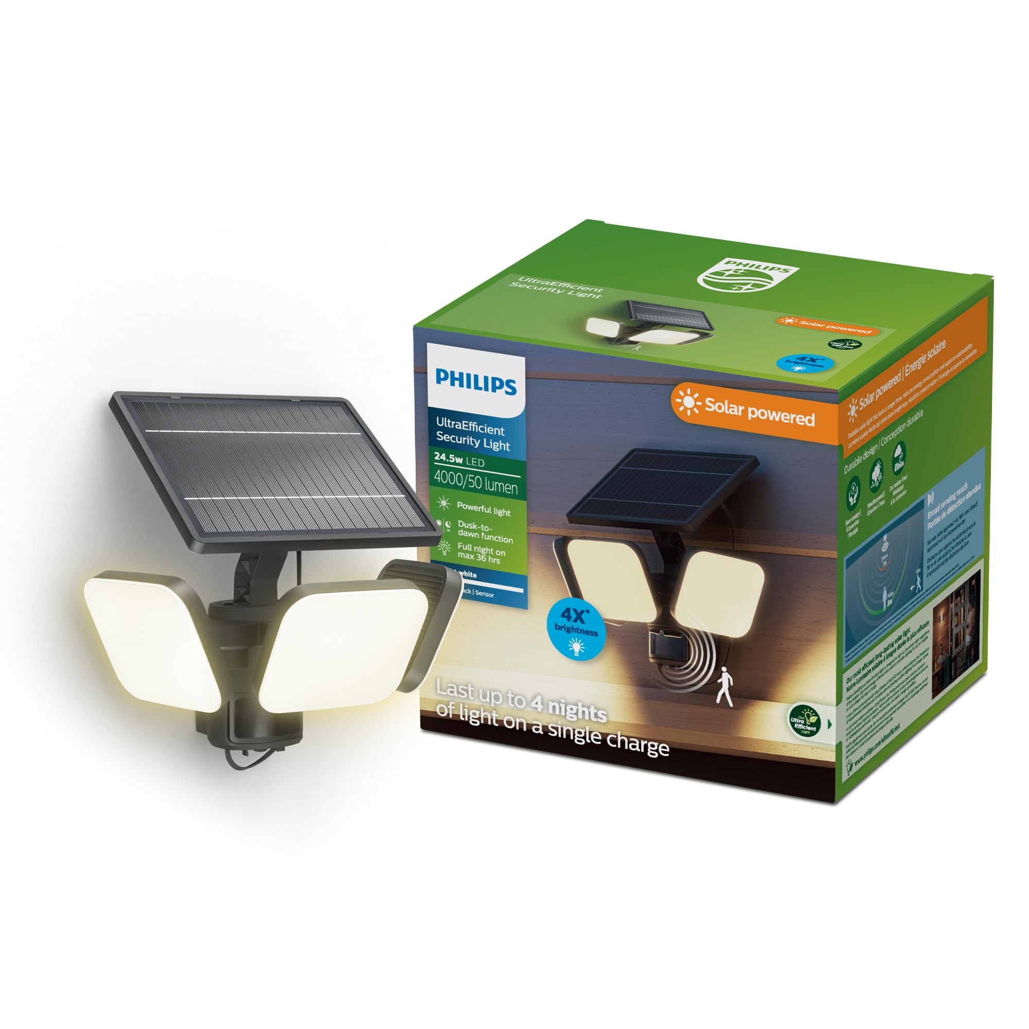 Philips Zyren UltraEfficient Solar Security Light, IP65 Weather